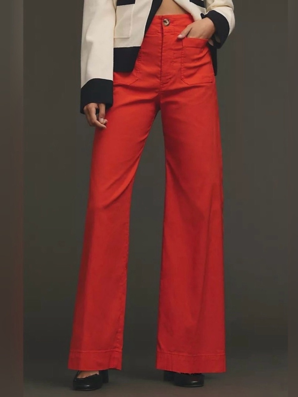Anthropologie Maeve Colette Wide Leg Pants Red 30 Tall